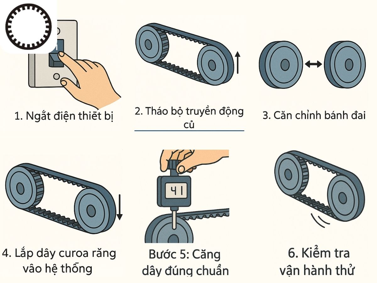 Hướng dẫn lắp đặt dây curoa răng đúng kỹ thuật 4 Lắp đặt dây curoa răng